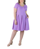24seven Comfort Apparel Plus Size Scoop Neck Knee Length Pocket Dress P0206294