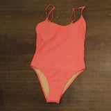 Cotton On Womens Thin-Strap Low-Scoop One Piece Swimsuit Pink Terry Jacquard M