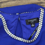 Tahari ASL Womens Rhinestone Trim Shift Dress DAM625-T4 Cobalt Blue 4