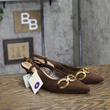 A New Day Womens Tabitha Oversized Chain Sling Back Heels 94305243 Brown 6M