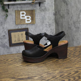 B.O.C. Womens Natasha Mary Jane Block Heel Clogs BC0008009 Black / Brown 6M