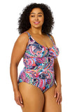 Anne Cole Paisley Parade V-Wire One Piece Swimsuit Paisley Parade Pink Multi 16W
