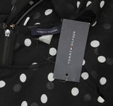 Tommy Hilfiger Sleeveless Belted Polka Dot Chiffon Midi Dress Black / Ivory 2