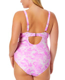 Salt + Cove Trendy Plus Size Tie-Dye Cutout One-Piece Swimsuit Pink Print 1X