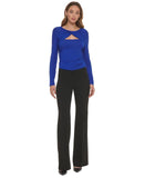 DKNY Women's Twist-Neck Cutout Long-Sleeve Knit Top P2JH8QLQ