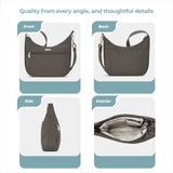 Travelon Anti-Theft Essentials East/West Hobo Bag 43486-510 Smoke Gray One Size