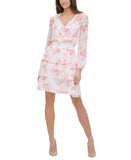 Tommy Hilfiger Womens Woven Tiered Fit & Flare Dress Pink / White Multi 12