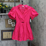 And Now This Womens Cutout Fit & Flare Puff Sleeve Dress Pomegranate Red M