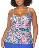 Raisins Curve Crisscross Paisley Tankini Swim Top Raisins Curve Pink Multi 16W