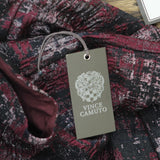 Vince Camuto Womens Jacquard Fit & Flare Puff-Sleeve Dress Wine Red Multi 16