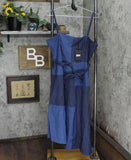 DKNY Womens Sleeveless Denim Patchwork Belted Dress Navy / Blue 12