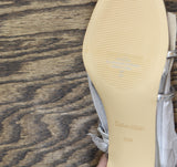 Calvin Klein Hadlee Stiletto Strappy Heels Silver Mirror Metallic Gray 8.5M