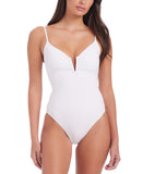 Sanctuary Womens Refresh Rib One-Piece Swimsuit SARR25298 White S