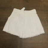 Aqua Lace Trim Belted Linen Blend Side Zip Shorts IPO81181 White XS