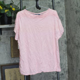 Karen Scott Women’s Crochet Trim Short Sleeve Boat Neck Top Boca Blush Pink 0X