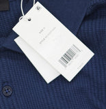 Vince Mens Varigated Textured Short Sleeve Polo Shirt Midnight Sky Blue M