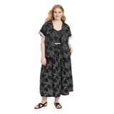 Universal Thread Womens Short Sleeve Collared Button-Down Shirt Black Floral XXL