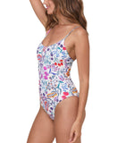 Andie The Amalfi One Piece Scoop Neck Swimsuit Botanical Floral White Multi XS