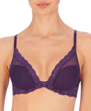 Natori Womens Feathers Lace Contour Underwire Plunge Bra Allium Purple 34DD
