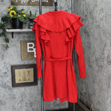 C. Wonder Womens Knit Parka Belted Winter Cowl Neck Jacket Coat Red L