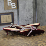 A New Day Womens Gwen Rhinestone Bow Heels Velvet 94656740 Burgundy Red 8.5M