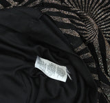 Betsy & Adam Womens Long Sleeve Glitter-Print Gown Black / Gold 4