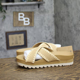 Bearpaw Carina Platform Slide Sandal 1009136951 Natural Brown 9M