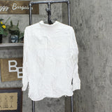 Vince Camuto Women's Two-Pocket Long Sleeve Flowy Rumple Top 9099060 White L