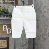 DG2 by Diane Gilman Womens Classic Stretch Pull-On Bermuda Short Ivory White S