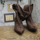 A New Day Justice Faux Suede Heeled Boots with Side Zip 94568890 Brown 7.5M