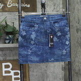 Guess Stretch Denim Skirt with Laser Print Detail Indigo Tropical Jungle Blue 12