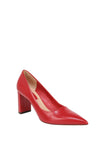Franco Sarto Giovanna Pointed Toe Pumps Block Heel Cherry Red Leather 9.5M