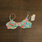 Raisins Juniors Vibras Floral-Print Underwire Bikini Top Swim Blue Multi L