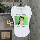Disney Juniors Princess Jasmine Romantic Dreamer Graphic T-Shirt White M