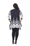 White Mark Womens Plus Size Dulce Tunic Top Black / White 4X