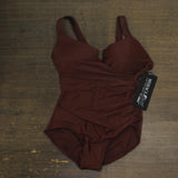 Miraclesuit Allover-Slimming Wrap One-Piece Swimsuit Tamarind Brown 16W