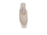 Steve Madden Dessa Woven Open Back Block Heel Mules DESS04S1 Bone Off White 5.5M