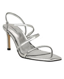 Calvin Klein Hadlee Stiletto Strappy Heels Silver Mirror Metallic Gray 8.5M