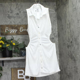 NIA Womens Courtside Cut-Out Dress Mini Button ND843 White M