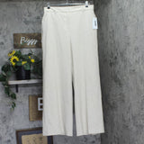 DKNY Womens Seersucker High Rise Wide-Leg Pants Travertine Brown Stripe 14
