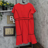 Ny Collection Womens Plus Size Short Sleeve Piped Detail Dress Red / Black 1X