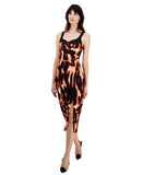 Rachel by Rachel Roy Front Slit Sweetheart Neck Midi Dress Black Leopard Smoke M