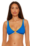 Becca Crinkle Crush Textured Convertible Bikini Top 123257 Ocean Blue S