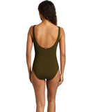 Lauren Ralph Lauren Ruffle Surplice One-Piece Swimsuit Dark Olive Green 10