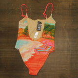 Cotton On Low-Scoop One Piece Cheeky Swimsuit Sunset Resort Multi Red L