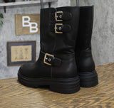 Sun + Stone Womens Onnyx Engineer Booties 10019660000 Black 8.5M