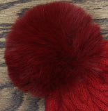 Style & Co. Womens Solid Cable Knit Beanie Pom Pom SC1542501 Red