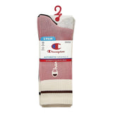 Champion Womens Varsity Striped 3pack Cushion Crew Socks Pink Multi 4-10