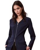 Calvin Klein Womens Stretch Crepe Zip Front Jacket 44C442G Dark Sapphire Blue XS