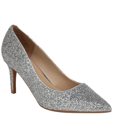 On 34th Womens Jeules Pointed-Toe Slip-on Pumps Silver Glitter Gray 7.5M